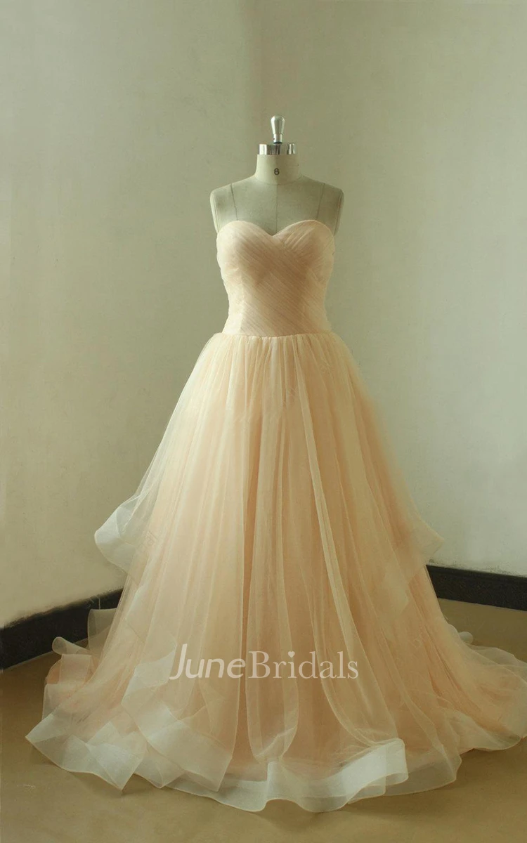 Blush Romantic A Line Wedding Prom Dress