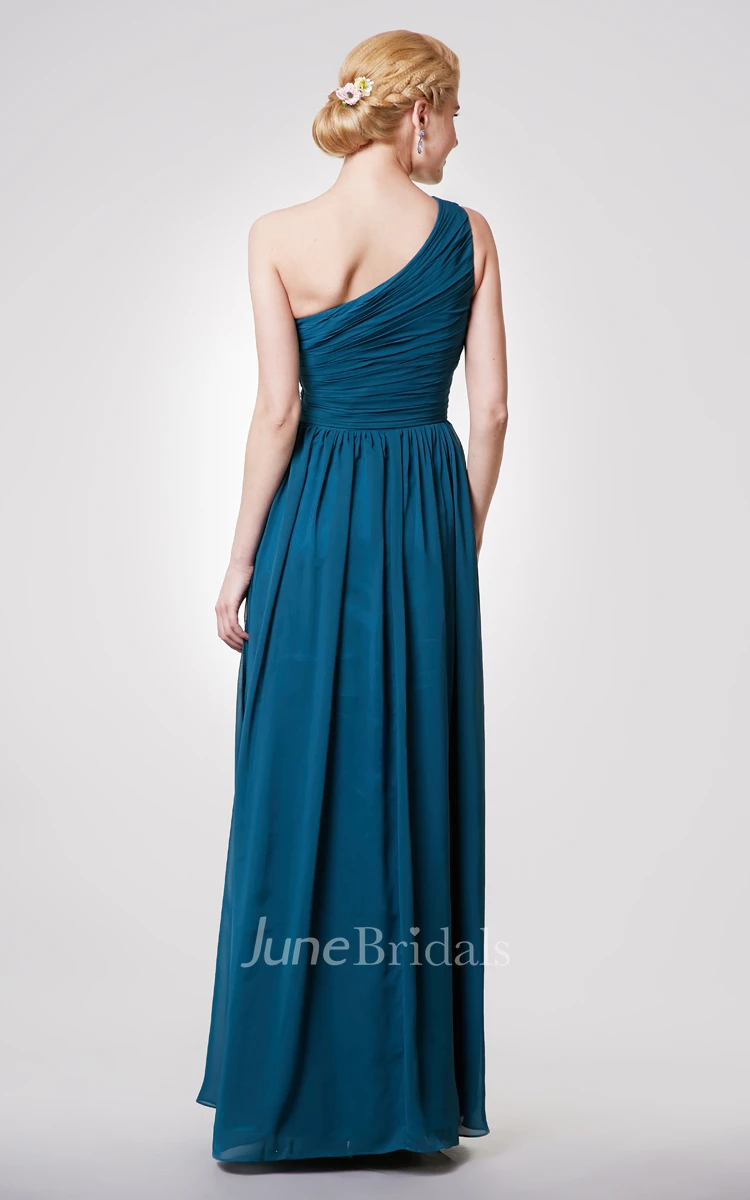 Modern One-shoulder Empire A-line Chiffon Gown With Pleats