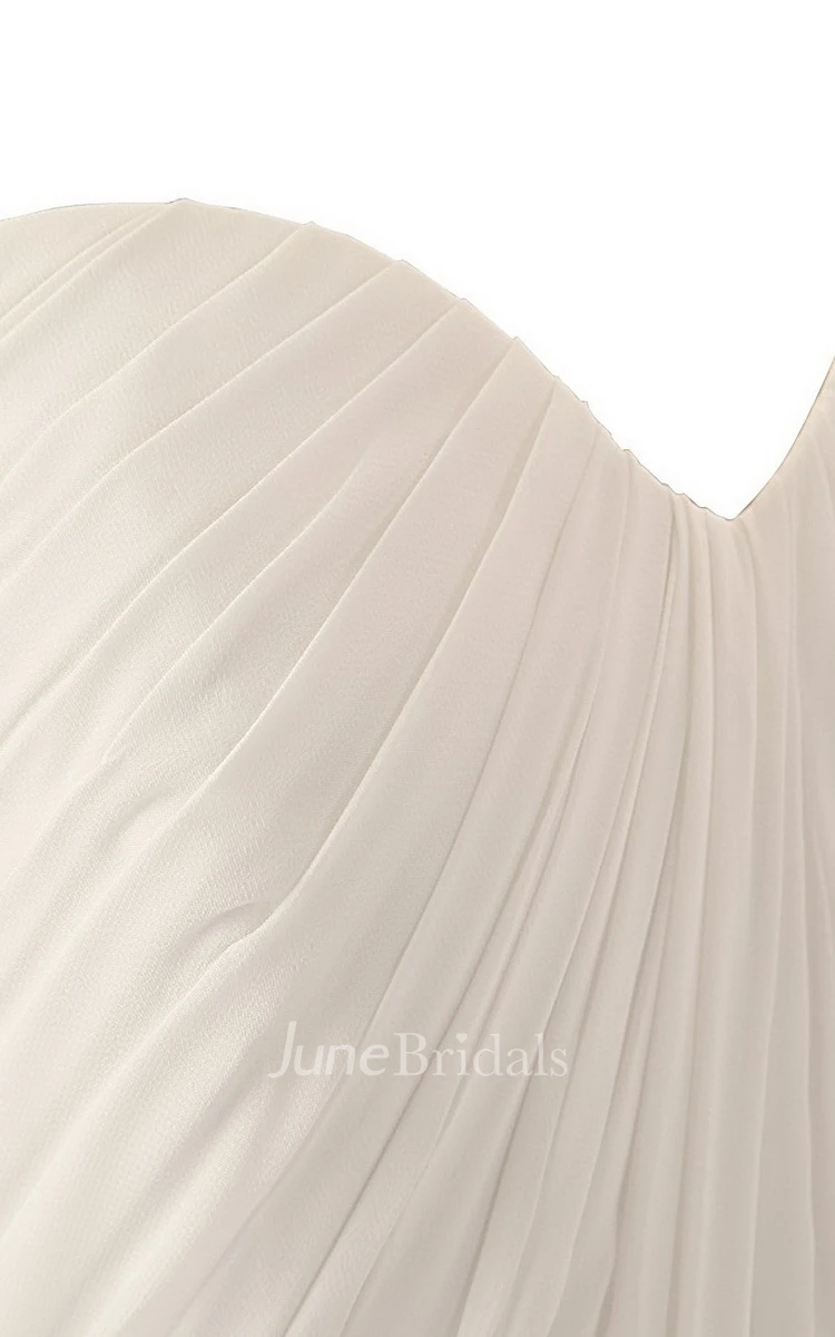 Chic Strapless Sweetheart Pleated Chiffon A-line Gown