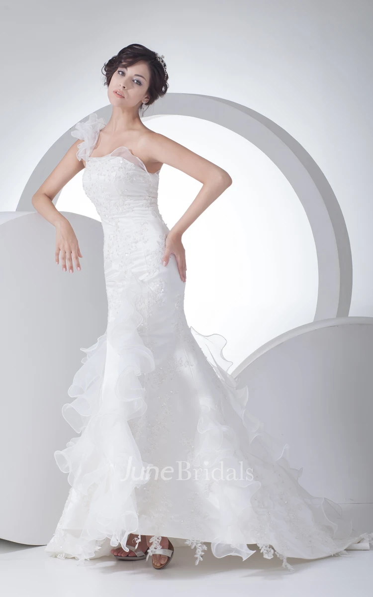 Noble Sleeveless Mermaid Dress With Ruffles and Appliques