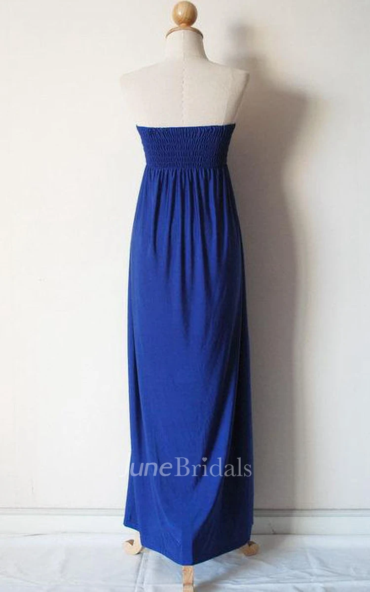 Blue Strapless Long Dress