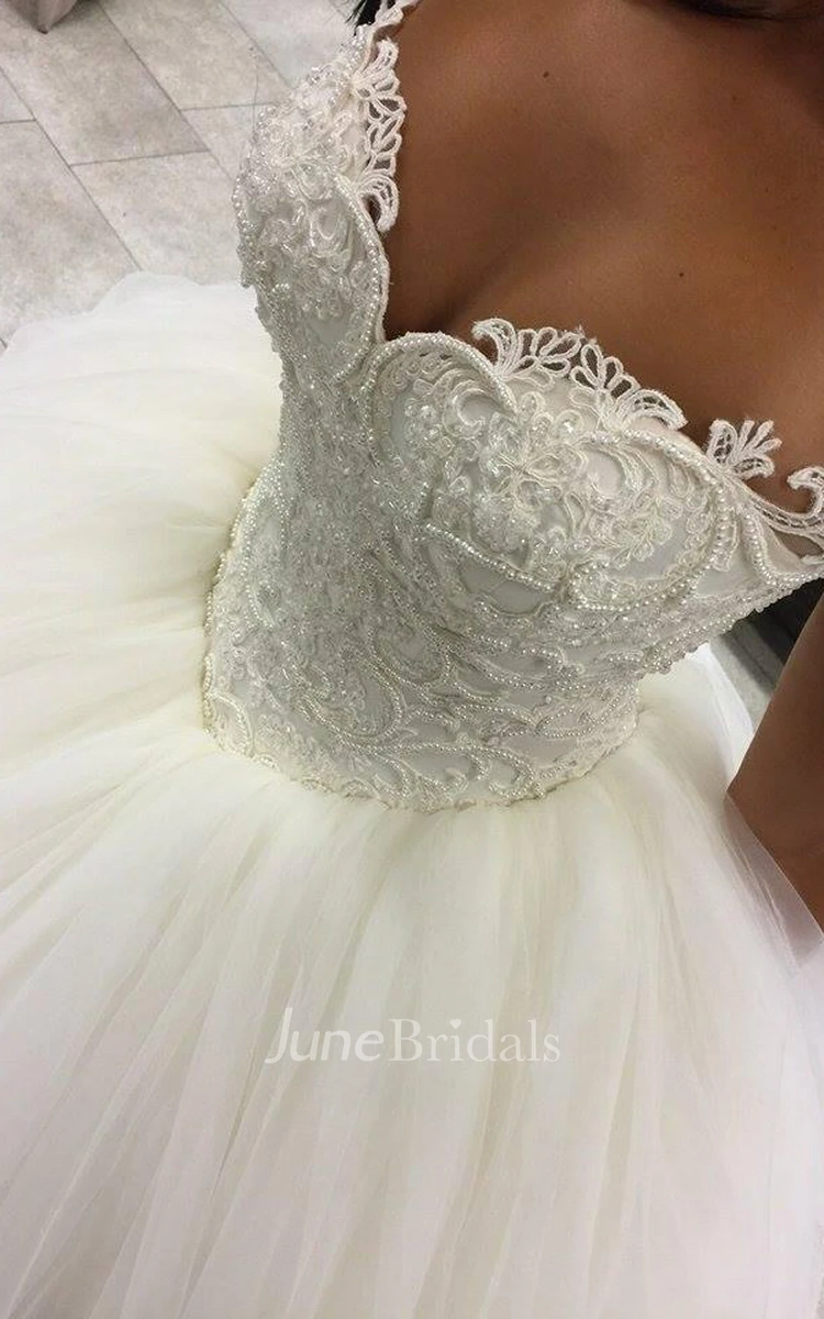 Gorgeous Sweetheart Beadings Princess Wedding Dress Ball Gown Tulle