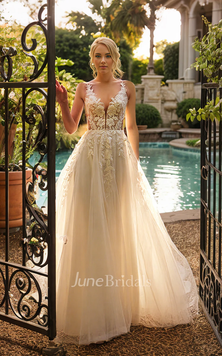 Rose Appliques Tulle A Line Sexy Spaghetti Strap Wedding Dress Rose Appliques Tulle A Line Sexy Spaghetti Strap Wedding Dress