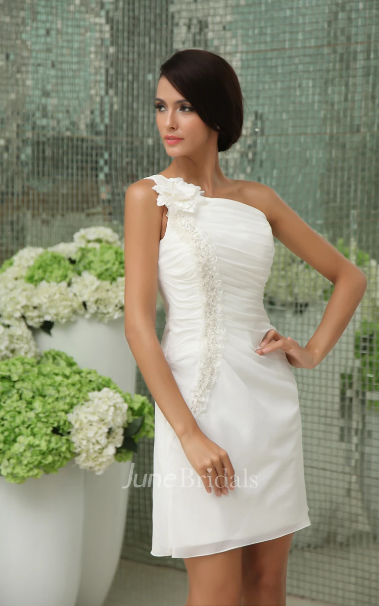Stylish Asymmetrical One-Shoulder Classic Gown With Flowers