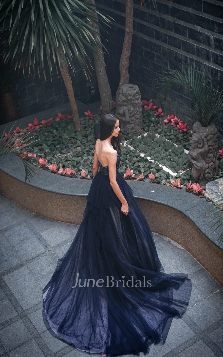 Ethereal A-Line Ball Gown Off-the-shoulder Tulle Evening Dress