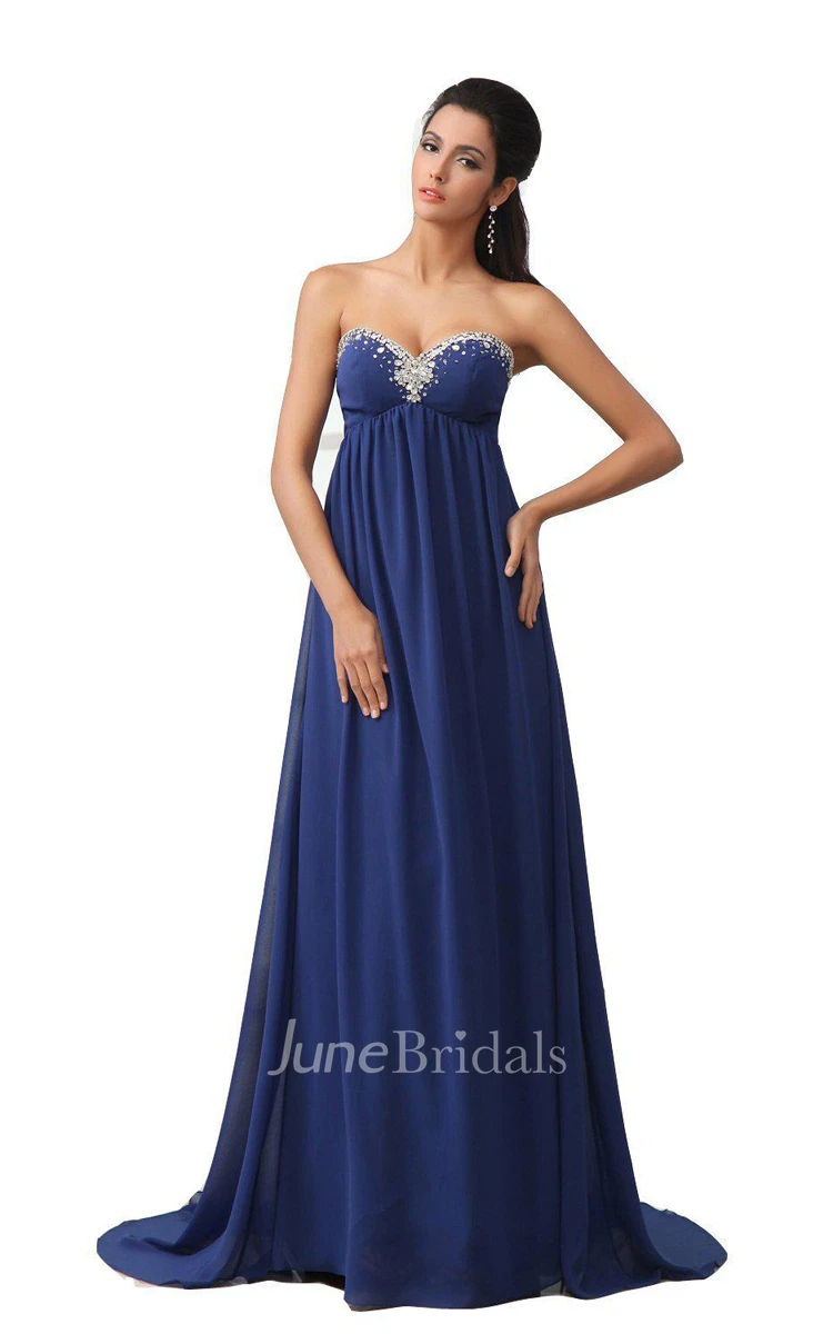 Sweetheart A-line Long Dress With Sequins and Ruching