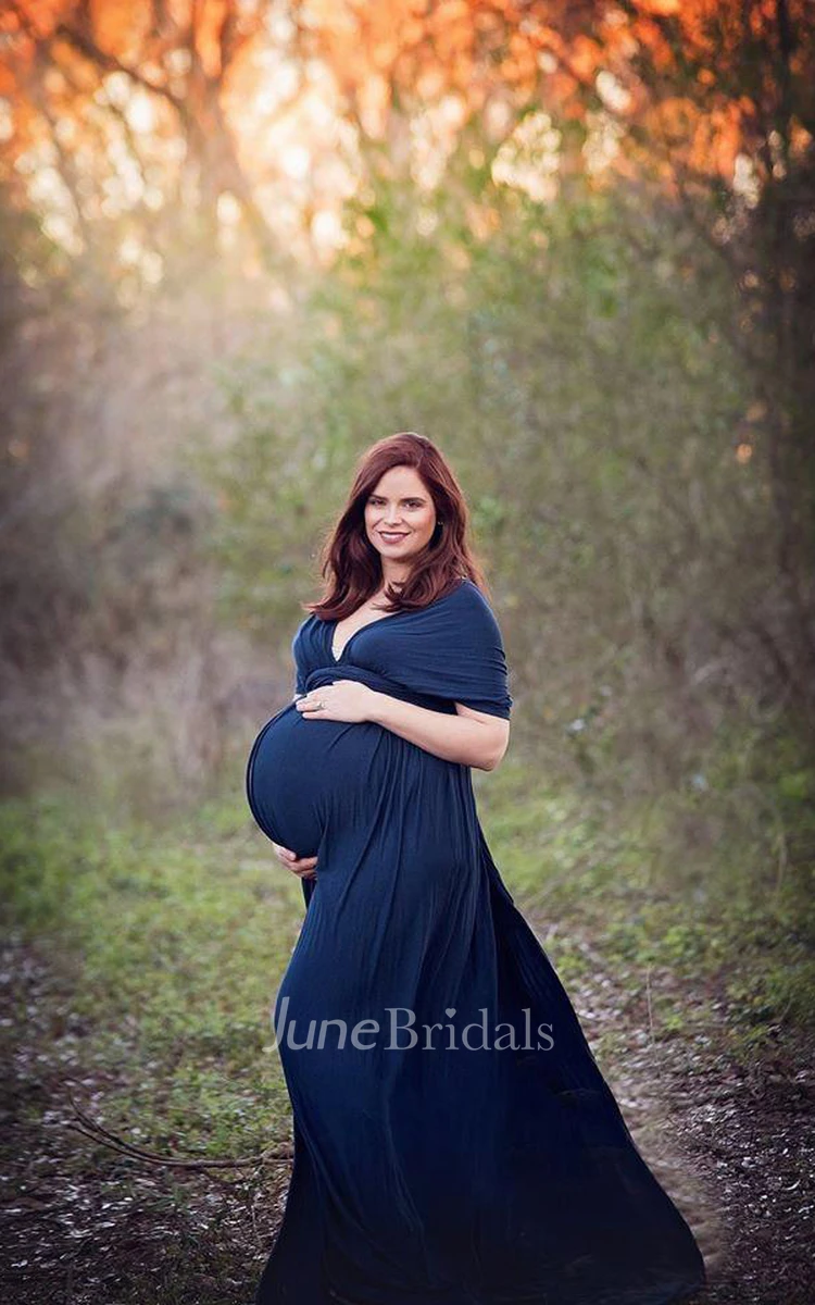 Strapped Jersey Maternity Dress With Split Front
