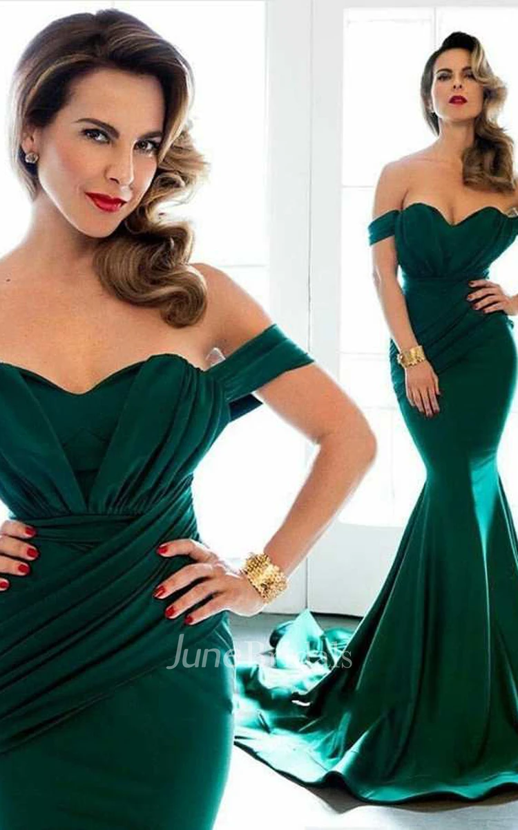 Sexy Off The Shoulder Mermaid Long Satin Gown