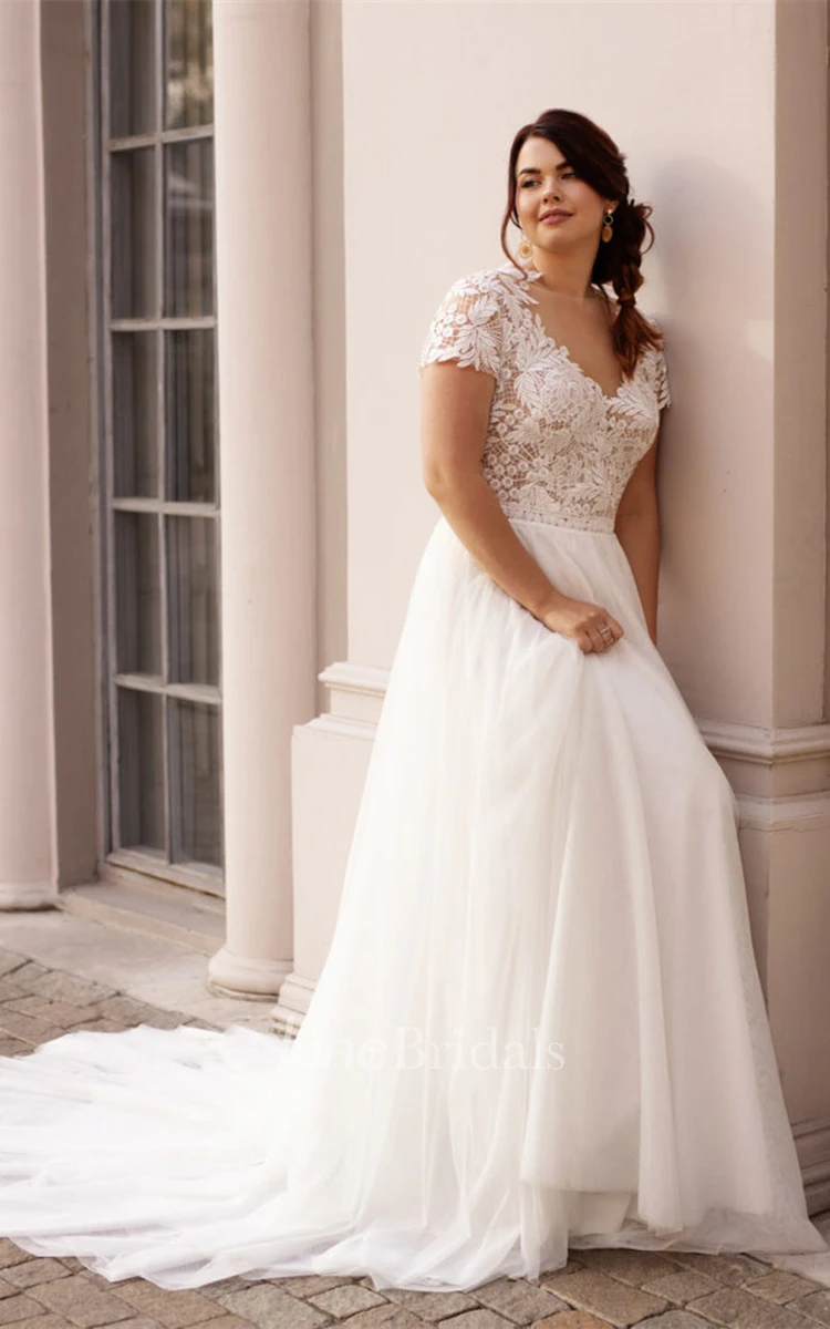 Sexy Bateau A Line Lace Court Train Wedding Dress with Ruching