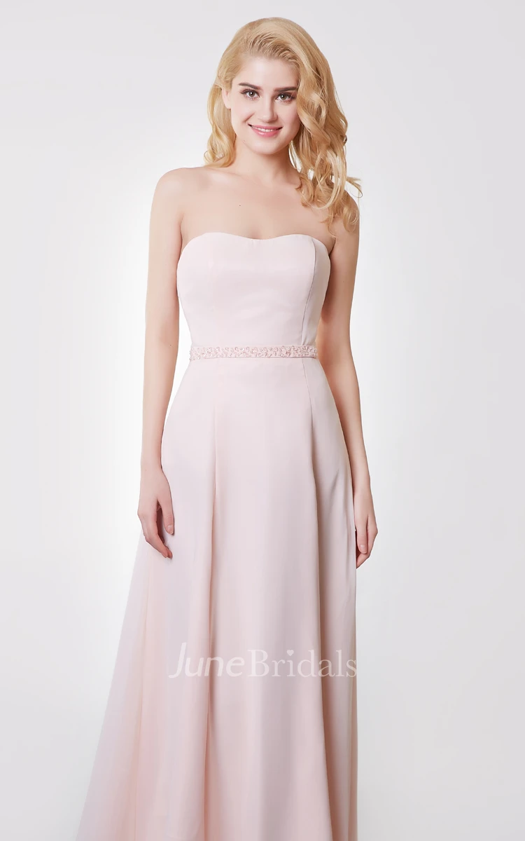 Strapless A-line Long Chiffon Dress With Removable Wrap
