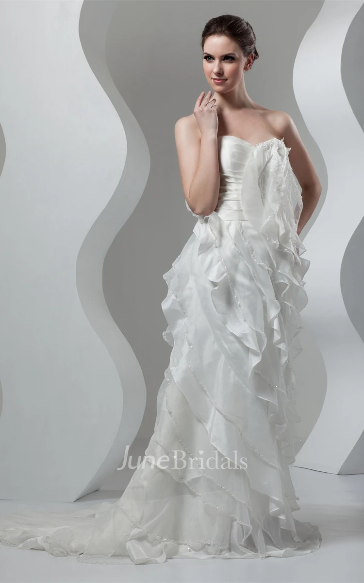 Sweetheart Draped Sheath Floor-Length Dress with Beading