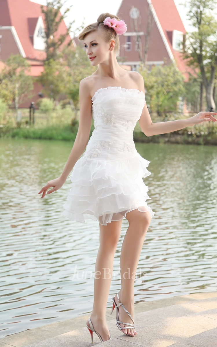 Romantic Strapless Organza Gown With Layered Ruffles