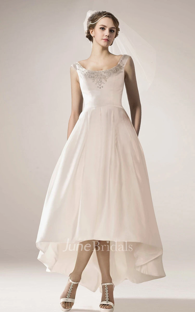 Vintage High Low Wedding Gown With Straps