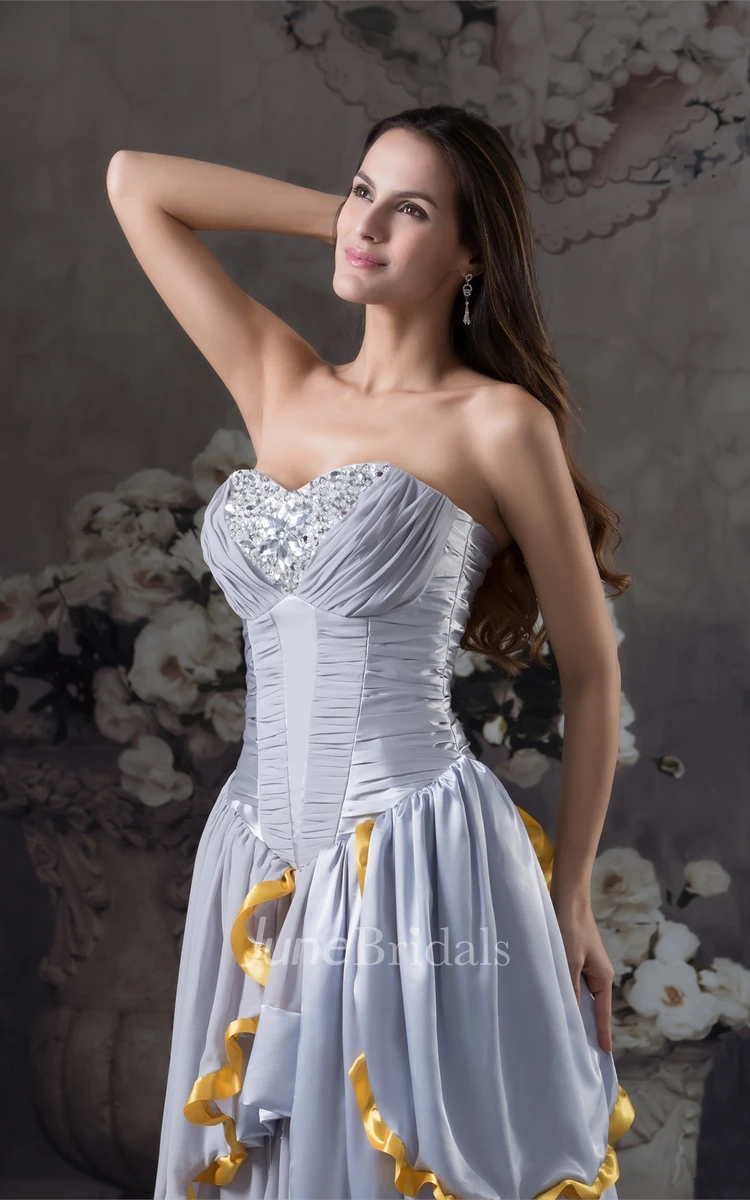 Sweetheart Ruffled A-Line Dress with Beading and Palatine Skirt