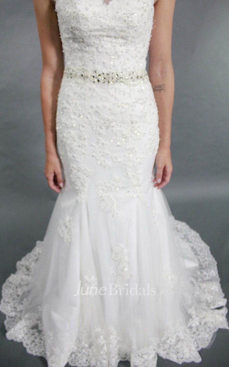 One Shoulder Drop Waist Wedding Dress