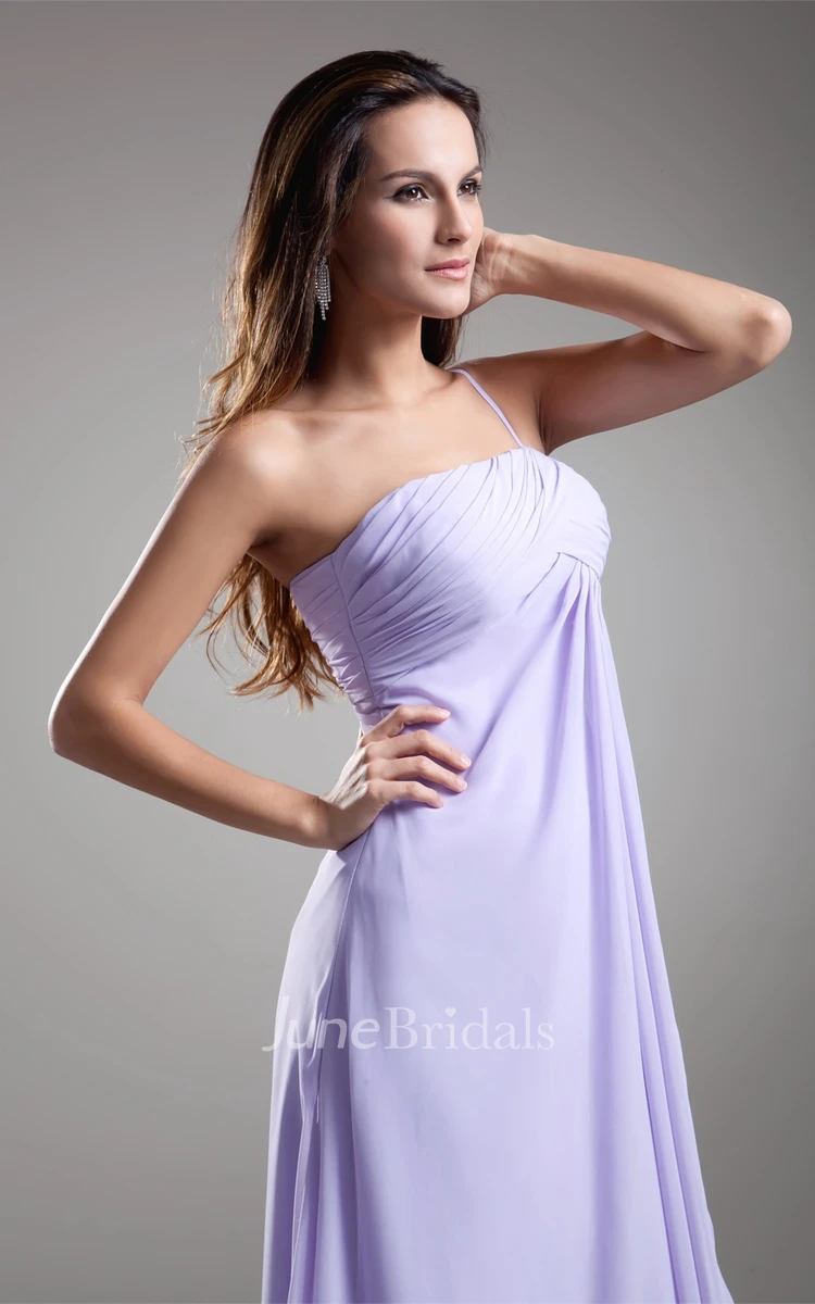 Strapless Chiffon Draped Maxi Dress with Ruching