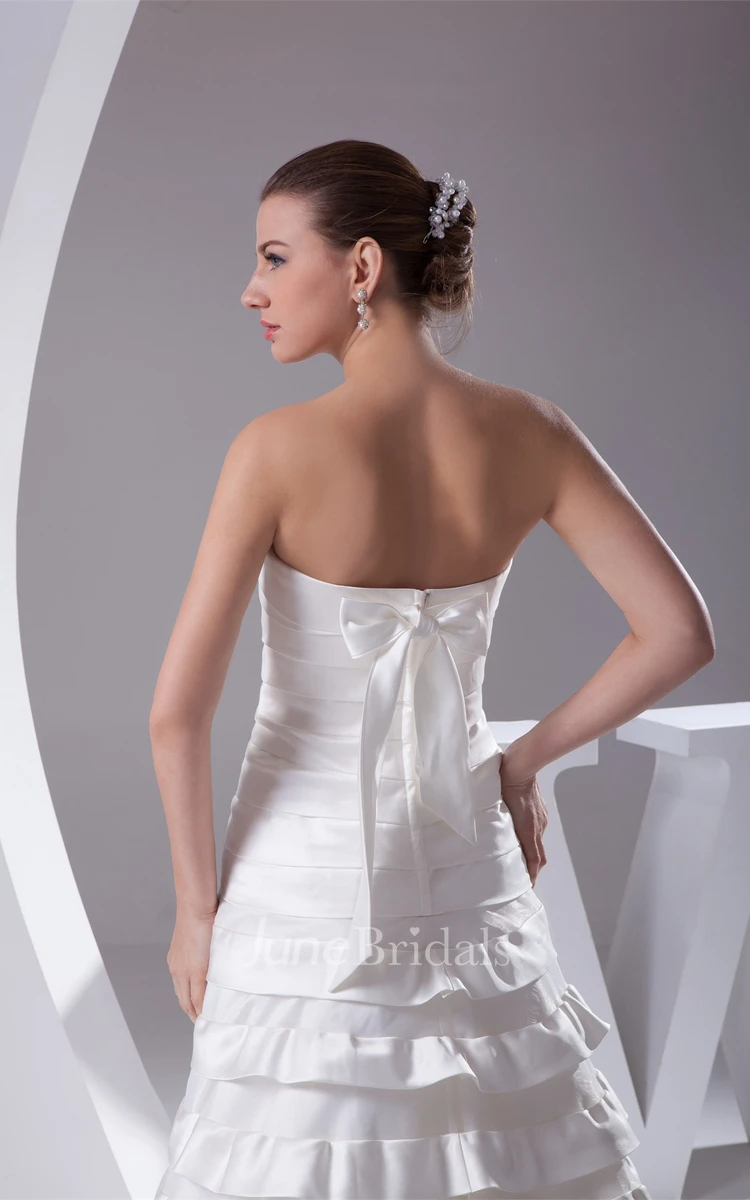 Simple A-Line Floor-Length Gown with Bandage and Back Bow