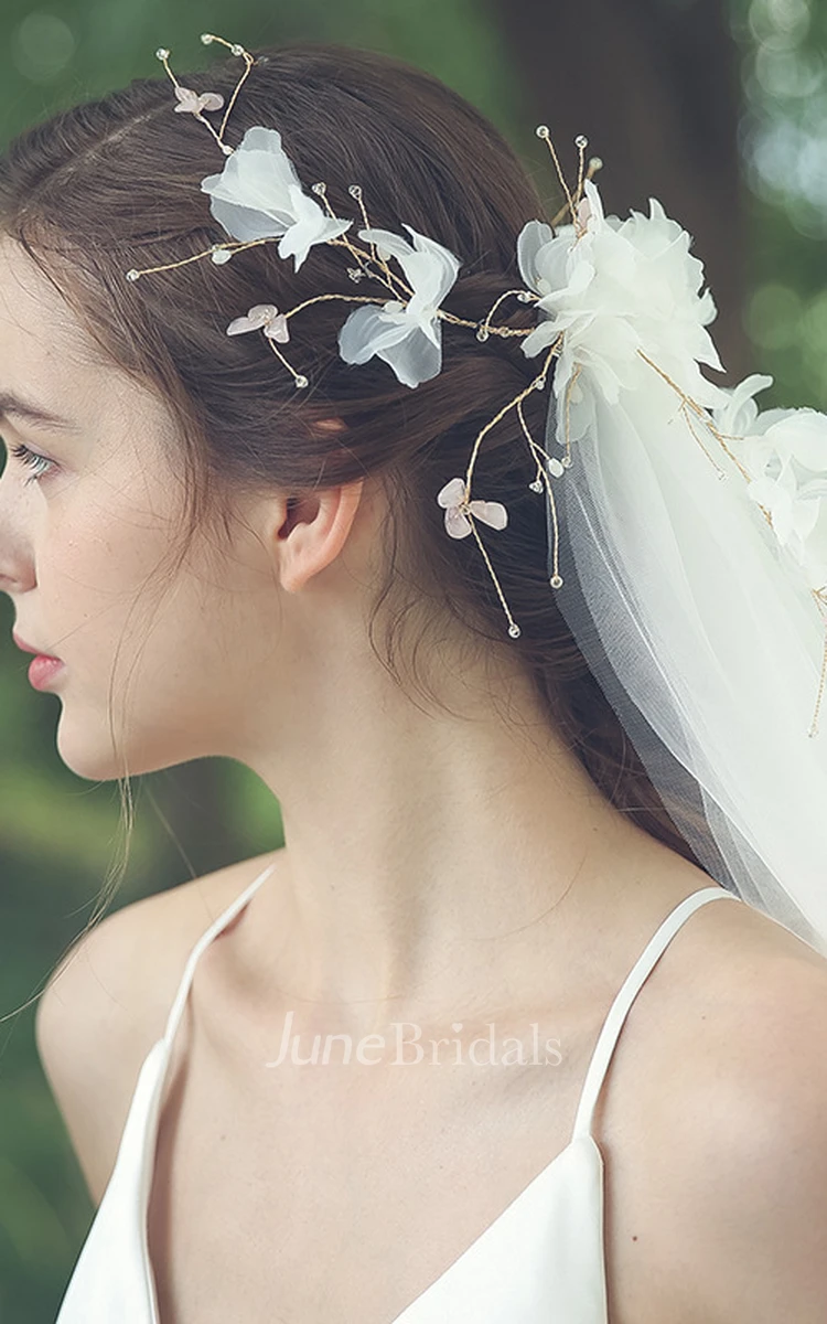 Beautiful Flower Veils with Beaded Rings