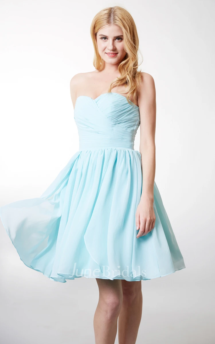 Charming Sweetheart Chiffon Dress With Ruched Bodice