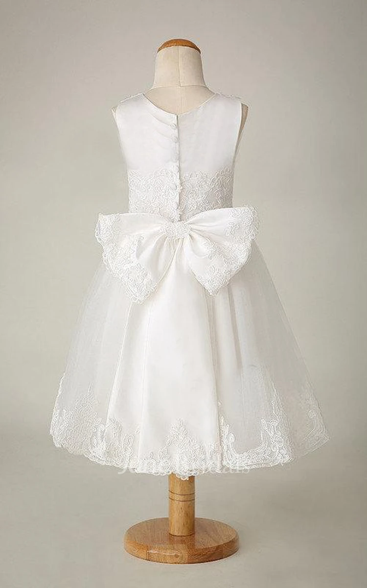 Classic Strapless Tulle&Lace Dress With Bow