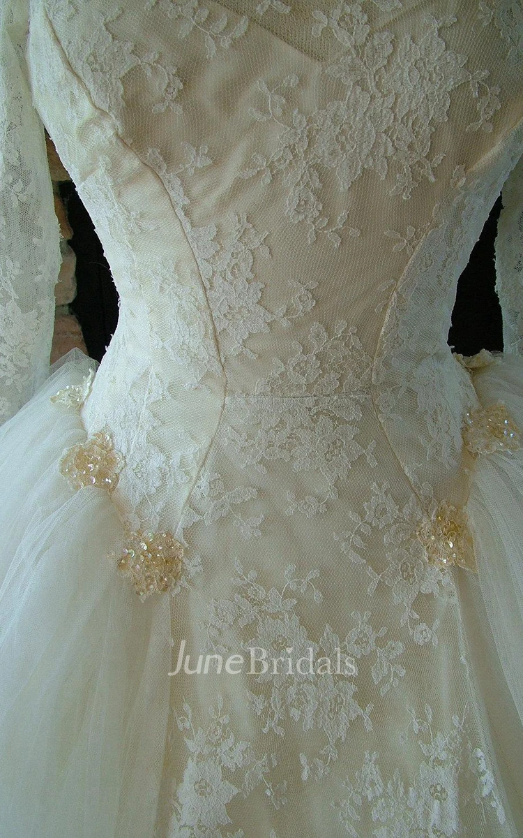 Tulle Lace Weddig Dress With Beading Sequins