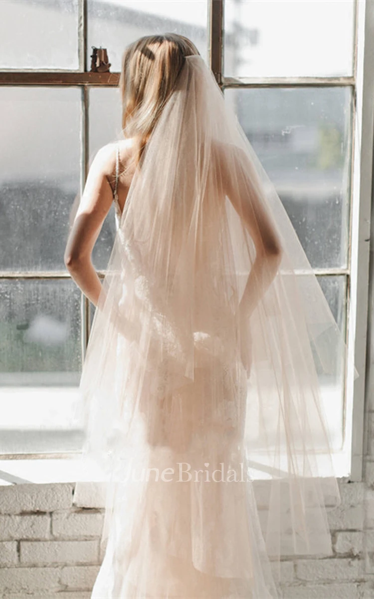 Champagne Simple Tulle Wedding Veil - June Bridals