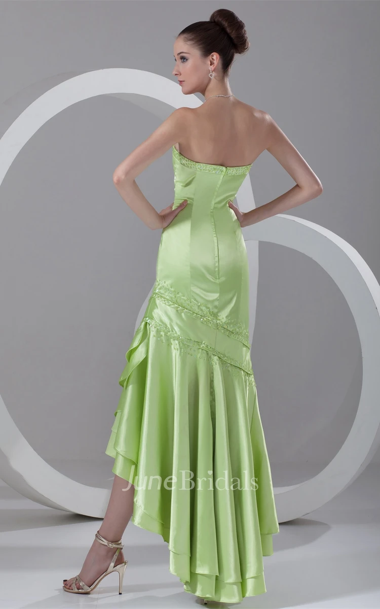 Sweetheart High-Low Tiered Dress with Beading and Draping
