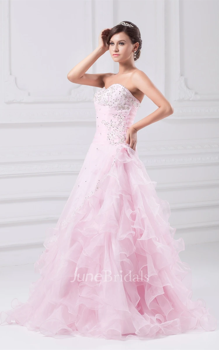 Sweetheart A-Line Ruffled Dress with Stress and Tiers