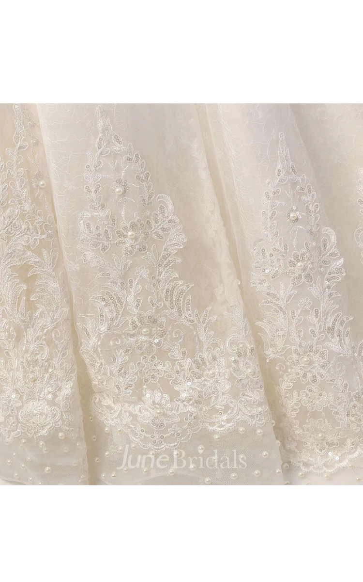 Ball Gown Lace Weddig Dress With Beading