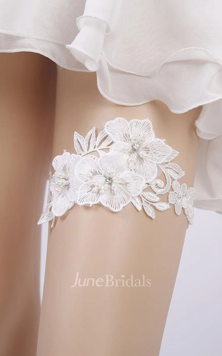 Beautiful Flower Beaded Bridal Garter