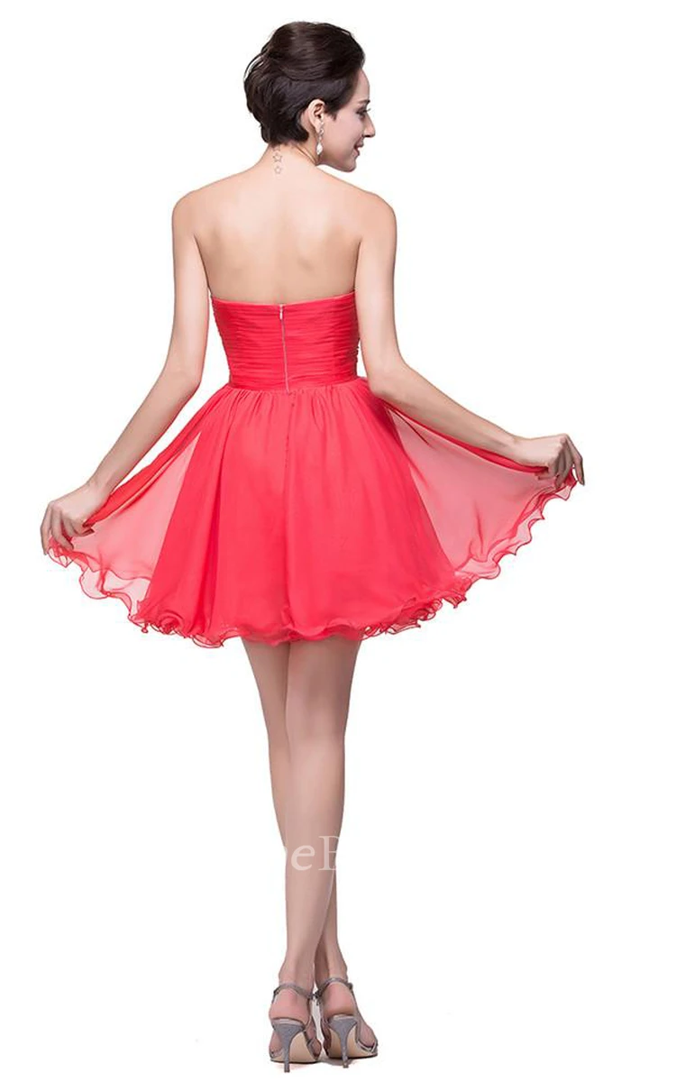 Lovely Watermelon Sweetheart Homeocming Dress Short With Crystals