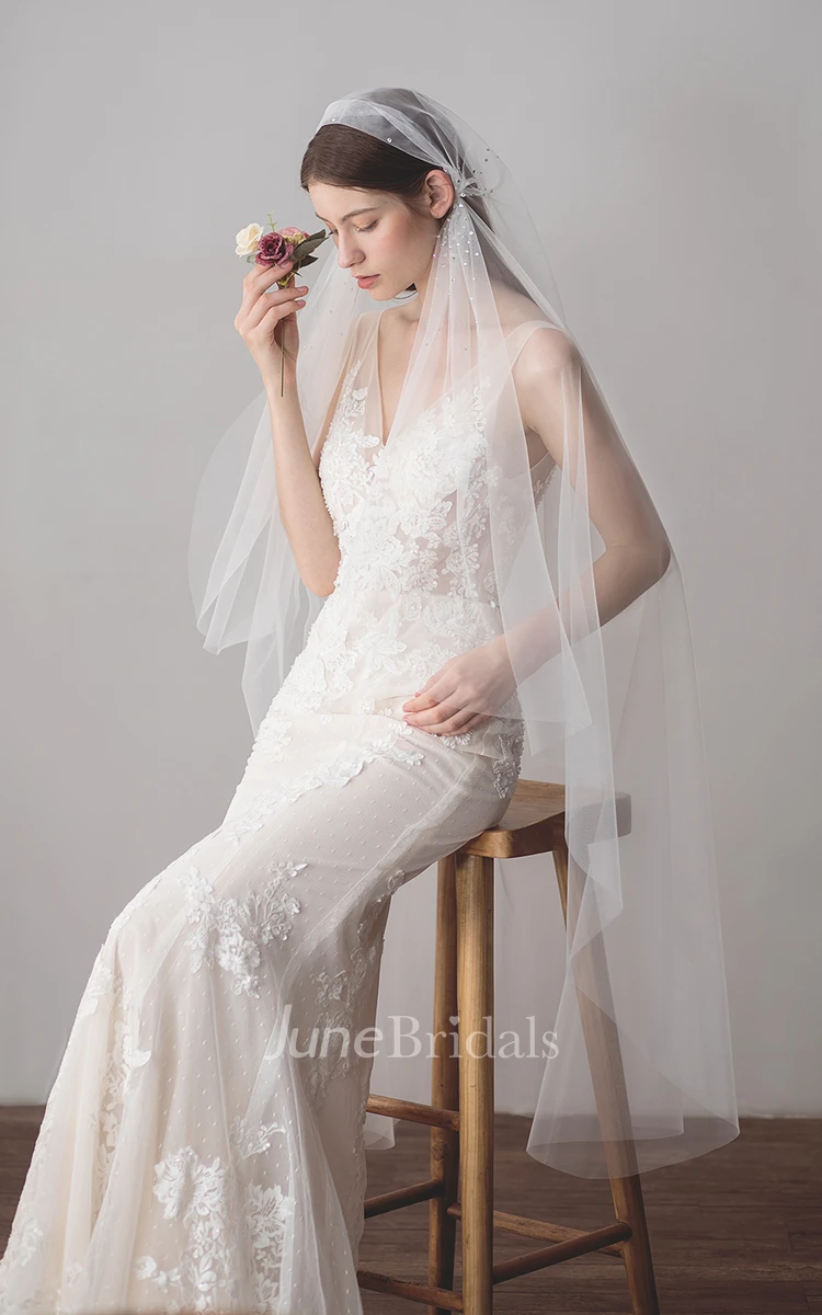 Original Beautiful White Fingertip Bridal Veil