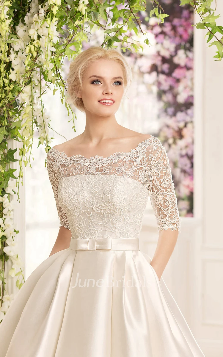 Half lace half satin hotsell wedding dress