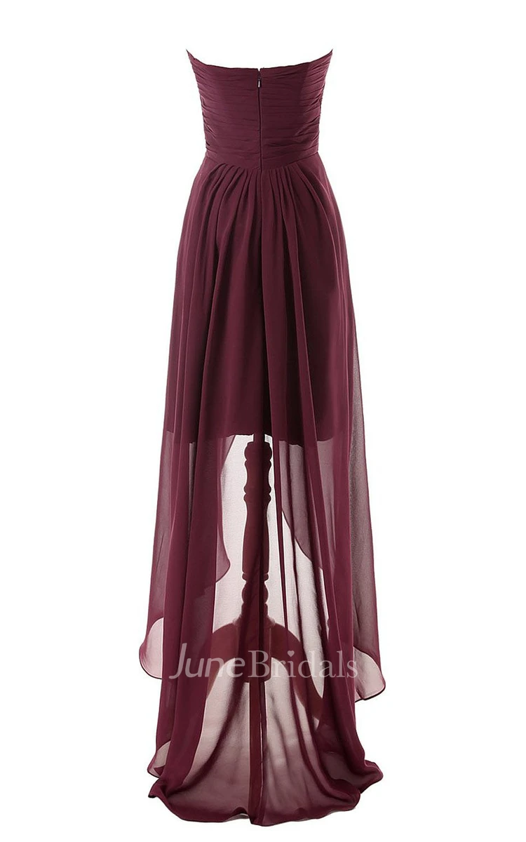 Sweetheart Asymmetrical High-low Layered Chiffon Dress
