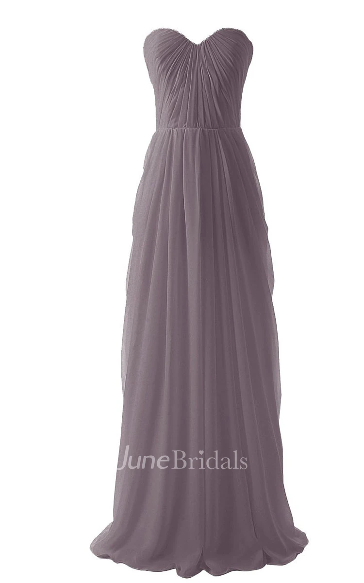Strapless Full Length Gown With Pleated Bodice