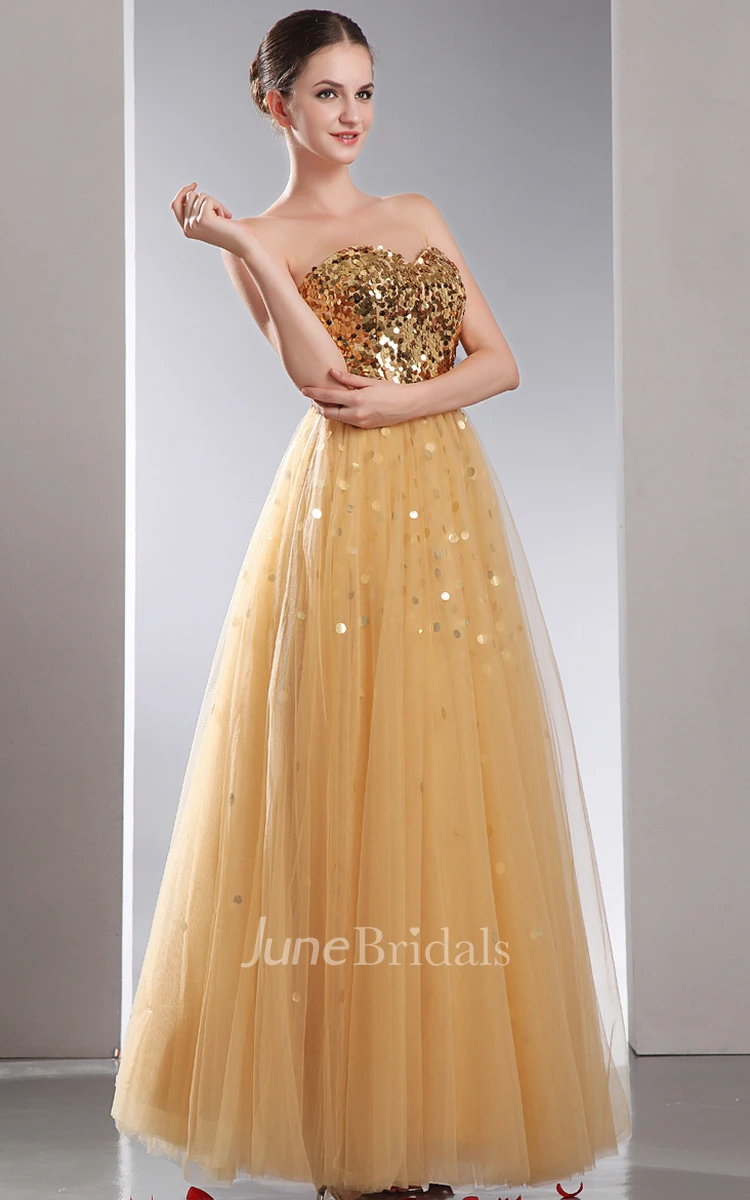 Romantic A-Line Dress With Sequins And Soft Tulle