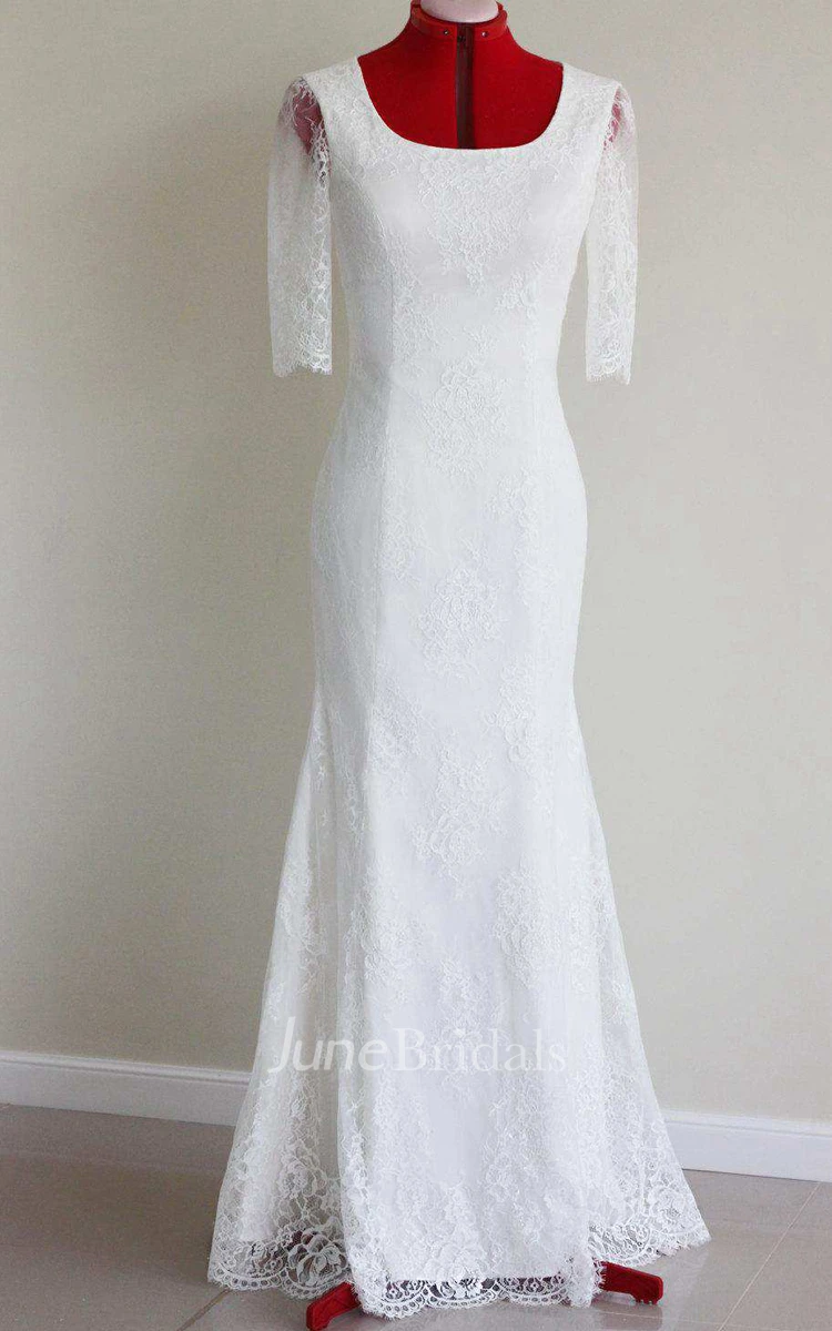 Chiffon Satin Lace Zipper Wedding Dress