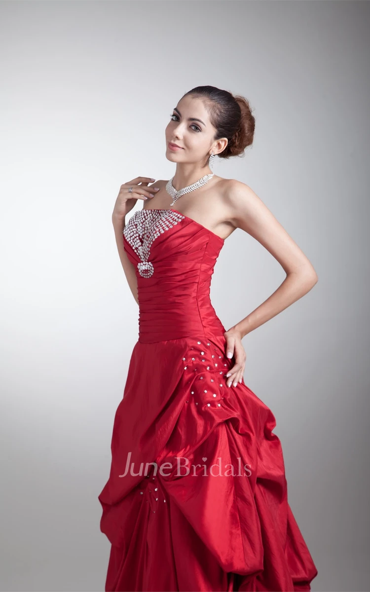 Strapless Pick-Up Ball Gown with Beading and Corset Back