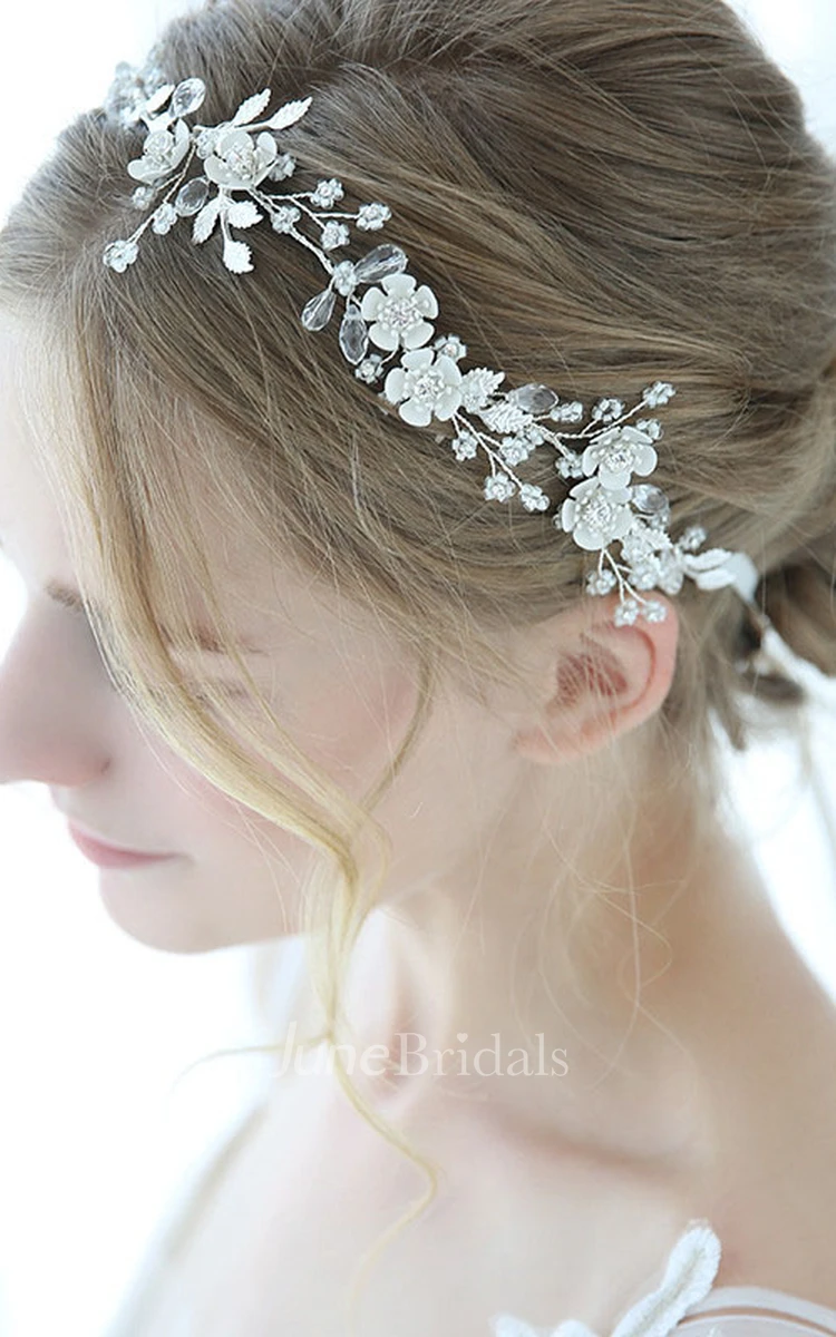 Forest Style Crystal Headbands with Flowers and Leaves