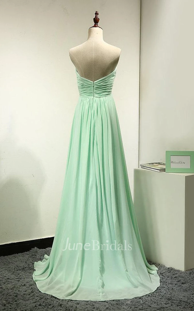 Long Mint Green Chiffon Bridesmaid Dress