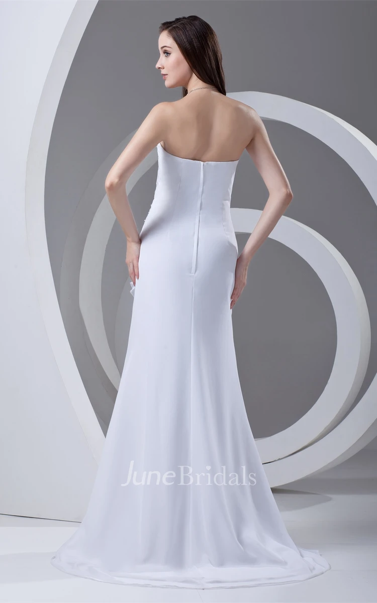 Strapless Sheath Floor-Length Dress with Beading and Draping