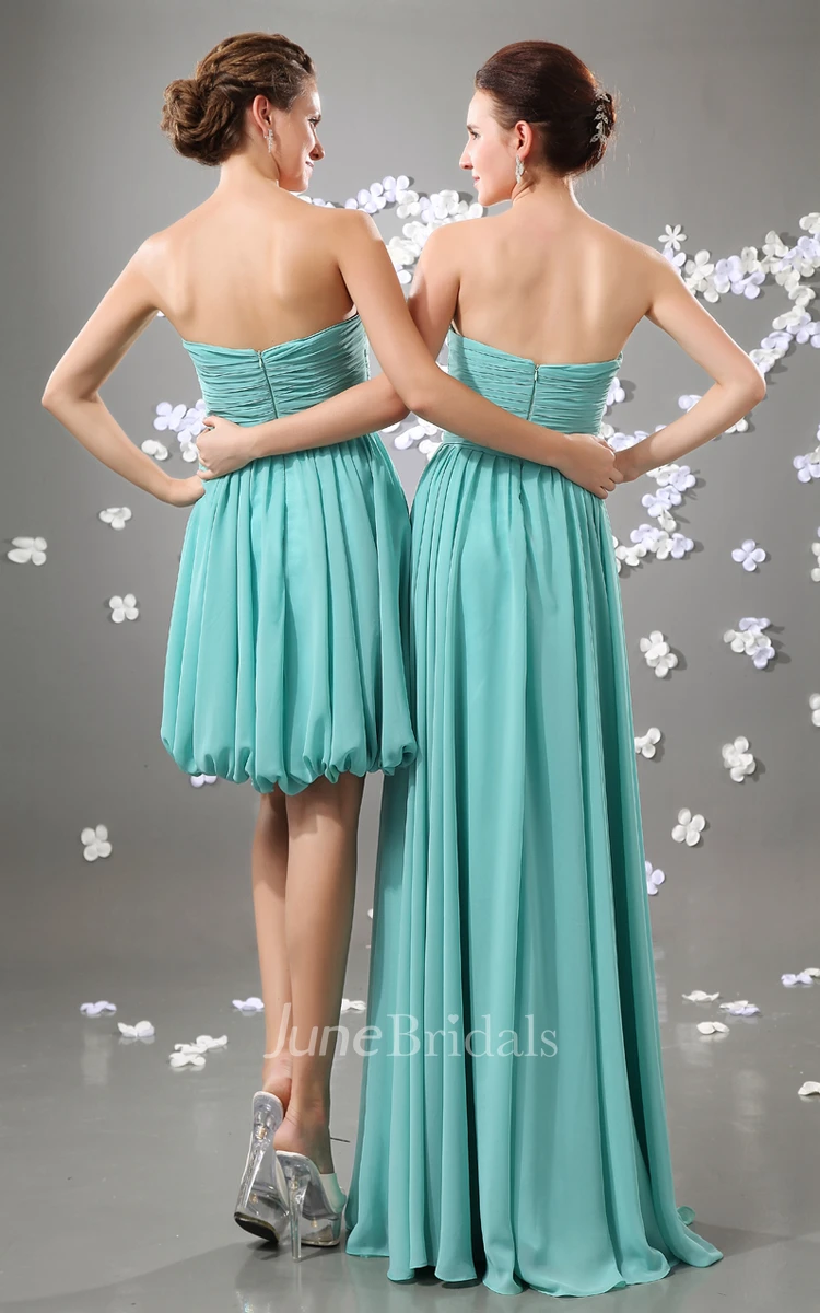 Chiffon Strapless Dress With Draping And Ruced Waist