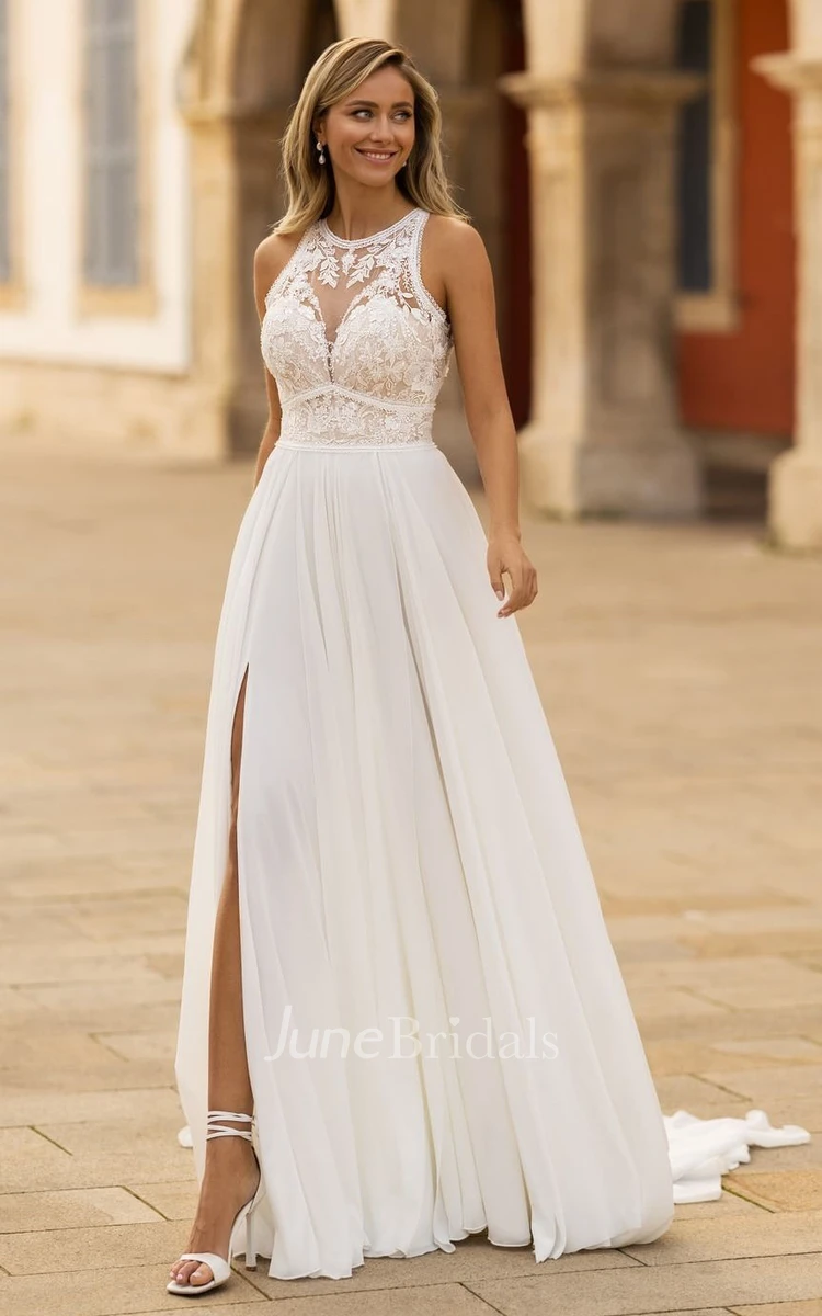 Backless chiffon best sale wedding dress