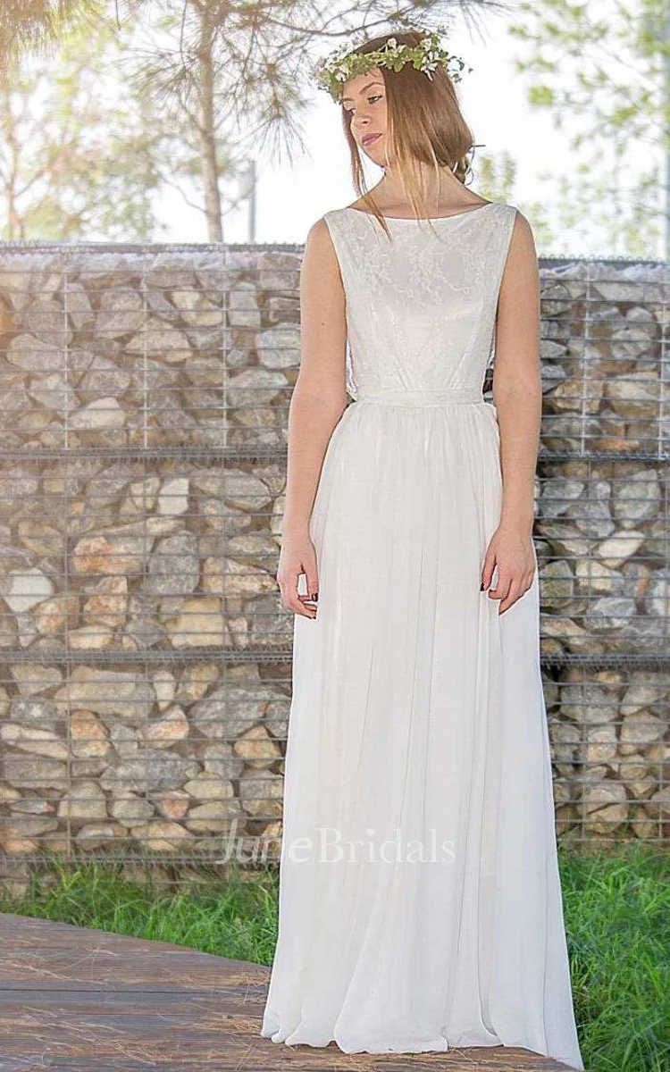 Chiffon Tulle Appliques Lace Wedding Dress