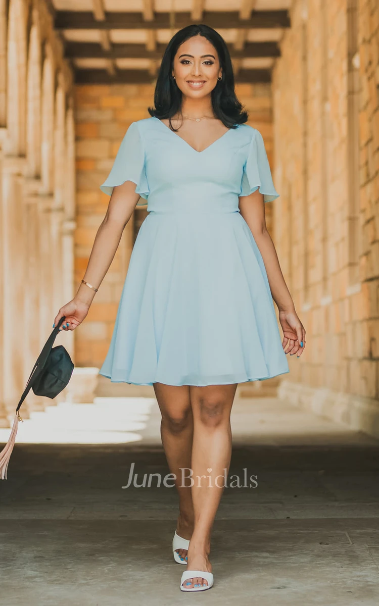 Simple Chiffon A Line Short Homecoming Dress With Zipper Back
