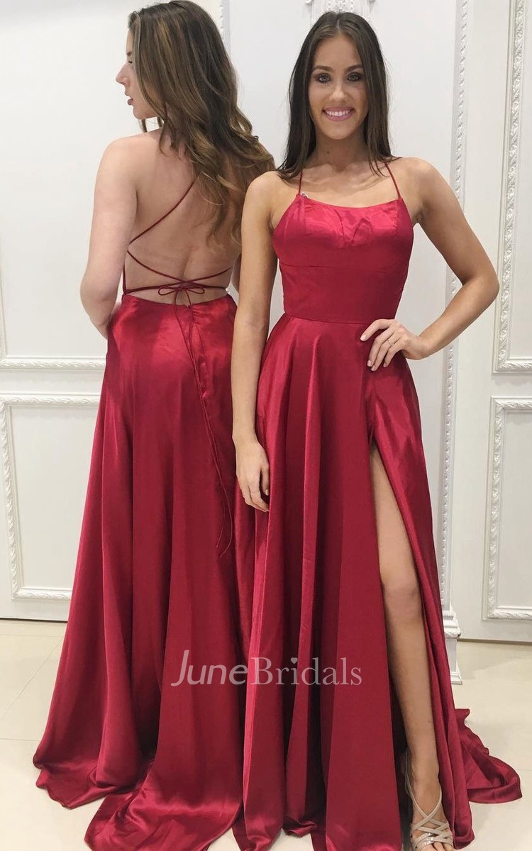 Simple prom dress with slit hotsell
