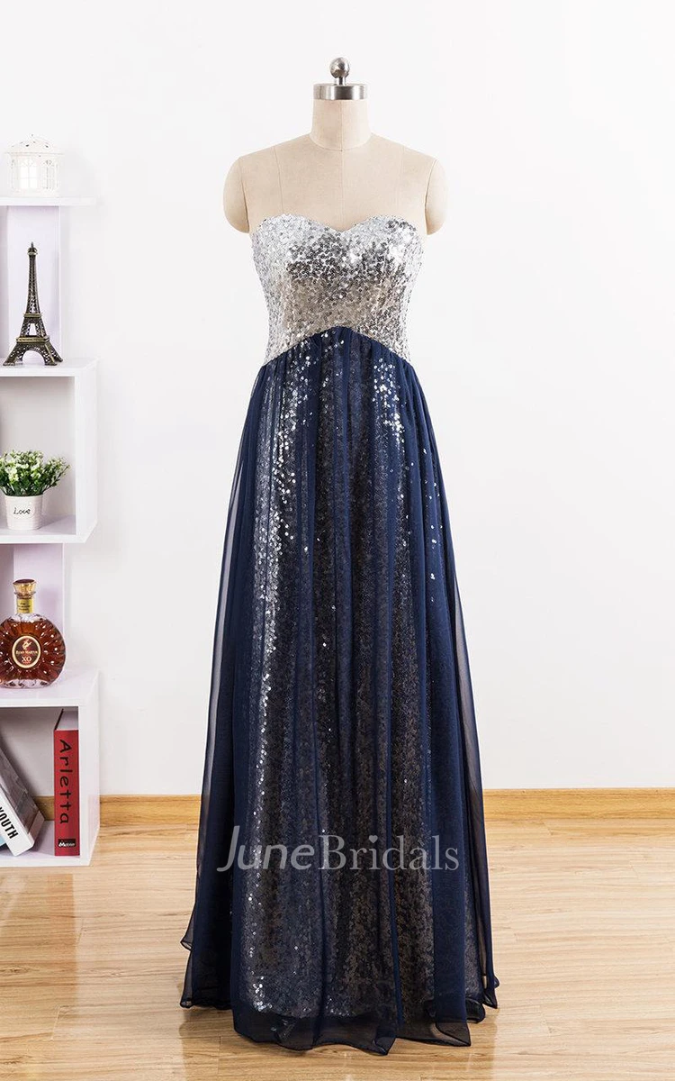 Sweetheart A-line Chiffon Dress With Sequins