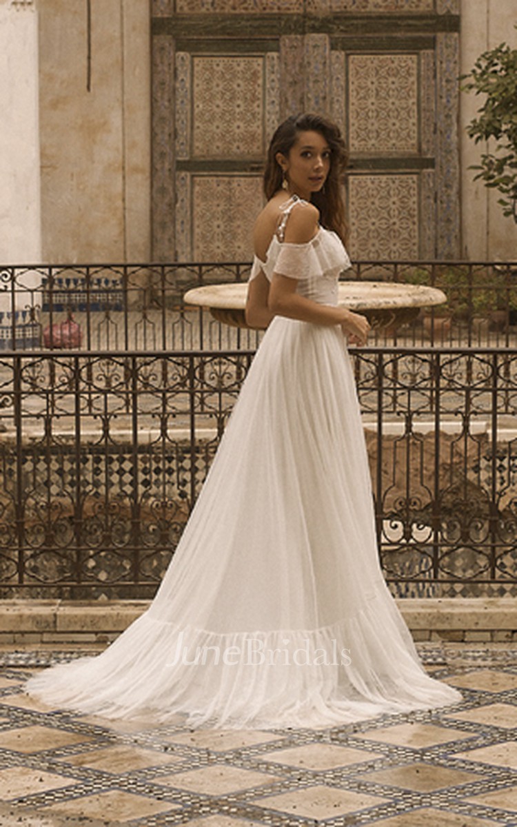 Spaghetti Straps Off-the-shoulder Adorable Tulle Wedding Dress ...