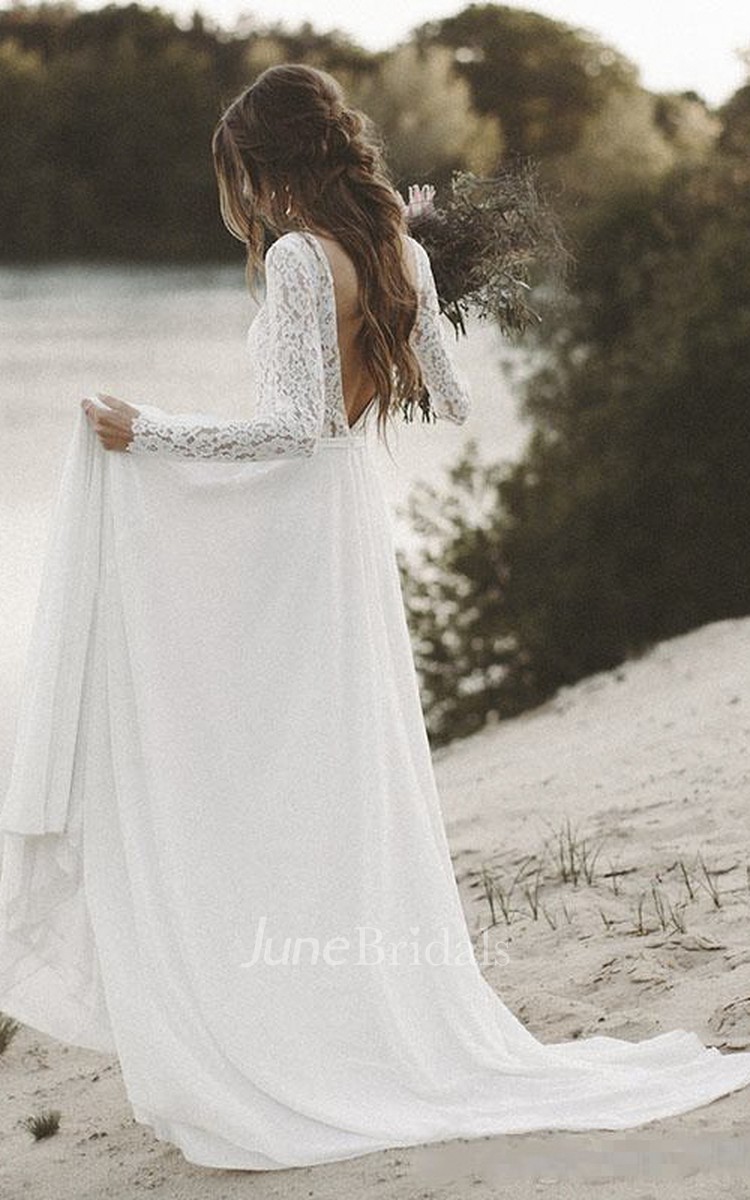 Lace chiffon clearance wedding dress