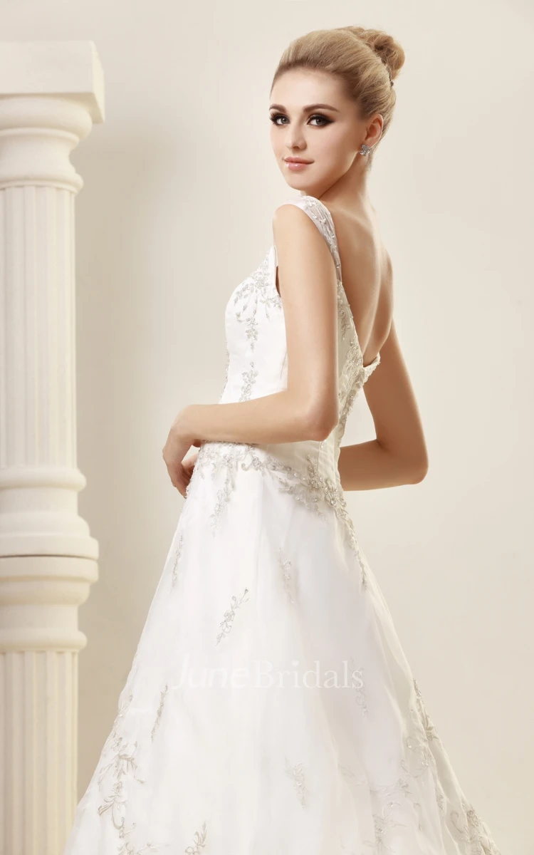 Noble Embroidered A-Line Gown With Beading and Low-V Back